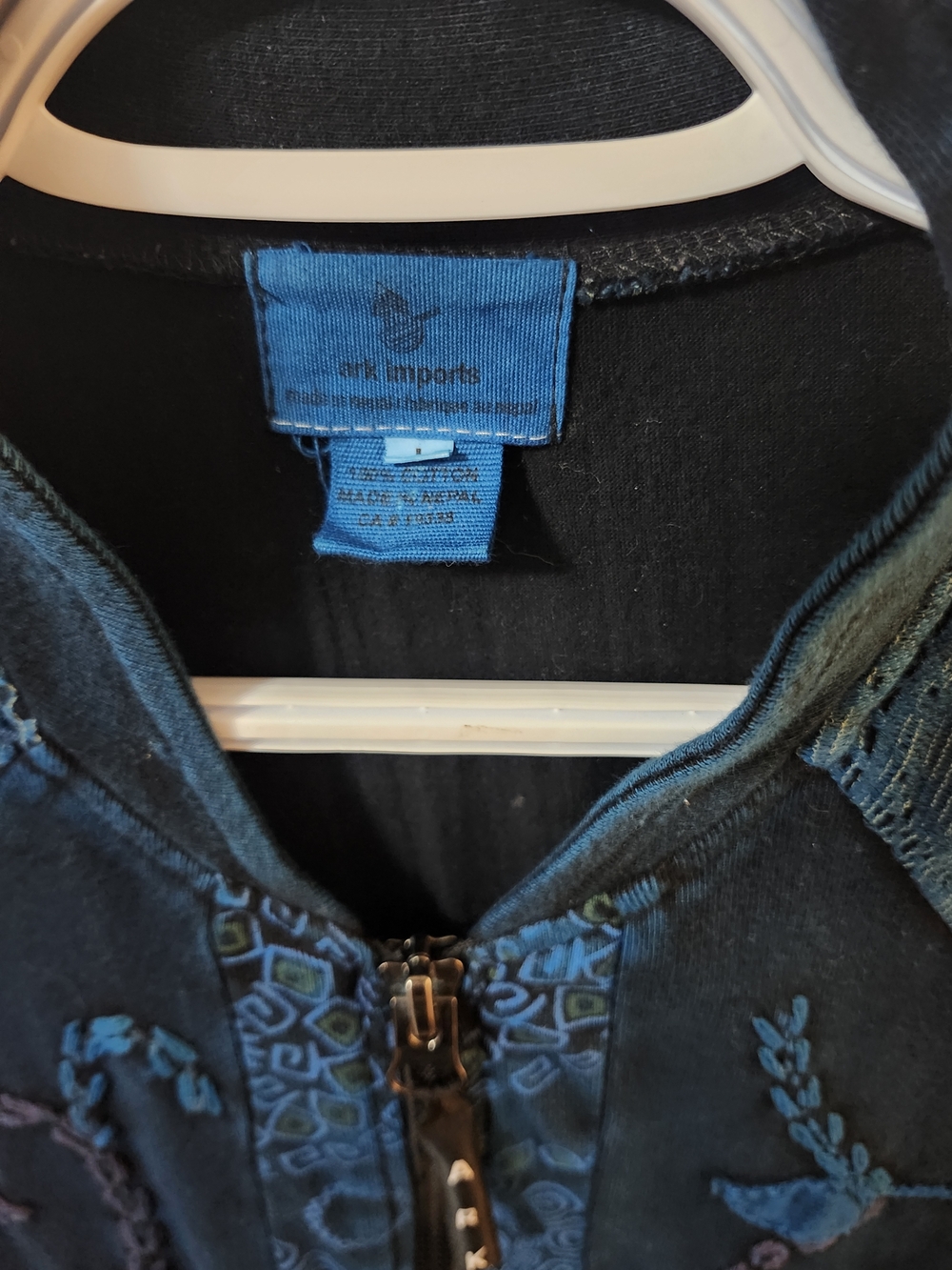 Dark Teal Hippie Boho Embroidered Zip-Up Vest by Ark Imports - Picture 8 of 11
